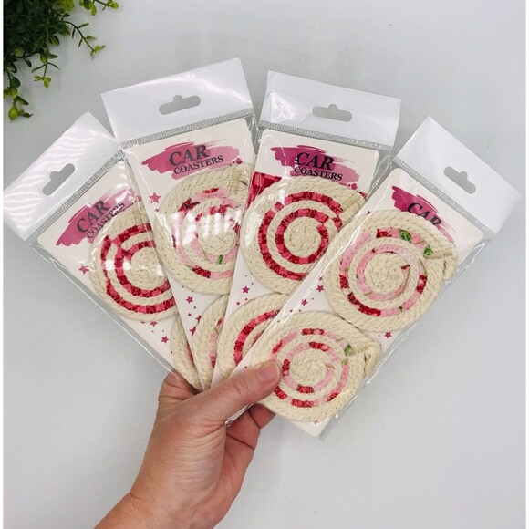 Stocking Stuffer Bundle Car Cup Holder Coasters 4 Sets of 2 (8 Coasters) Cherrie - Picture 5 of 5